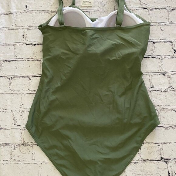 Upopby Womens Padded One Piece Tummy Control Swimsuit Olive Green Size 12‎ NWT - Picture 6 of 16